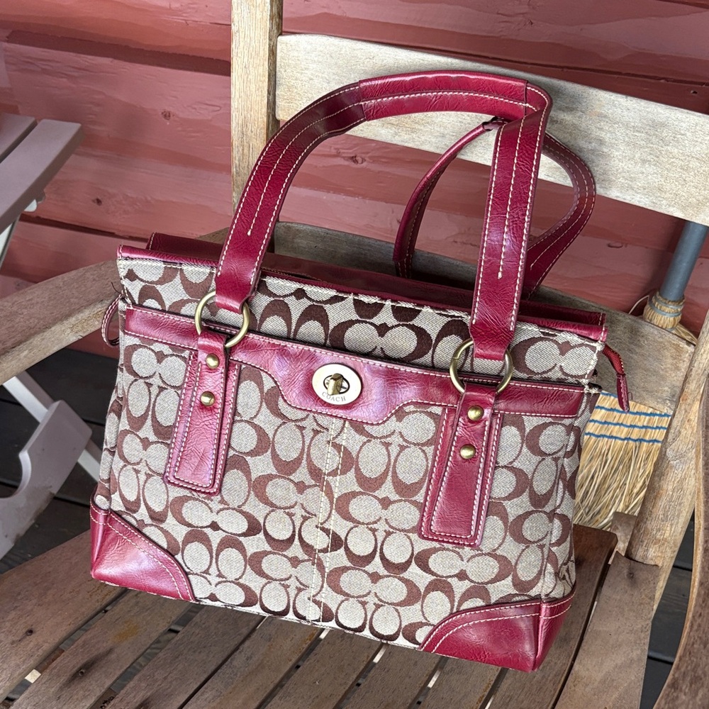 Coach purse! Red signature gallery tote!